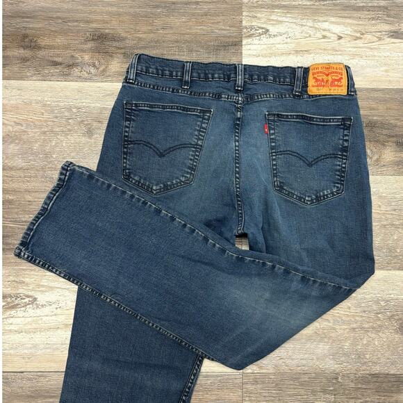 Levis 514 Faded Dark Wash Blue Mens 36x30 Straight Fit Denim Jeans Red Tab - Picture 1 of 14